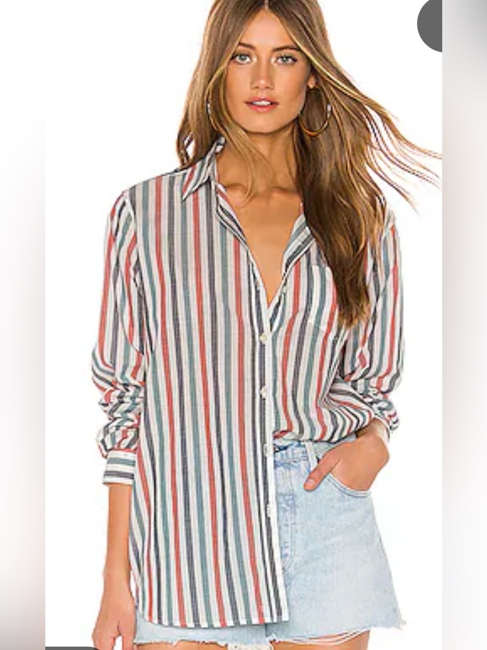 BNWT Trovata Grace Button Down Shirt Multi-Stripe size small $208